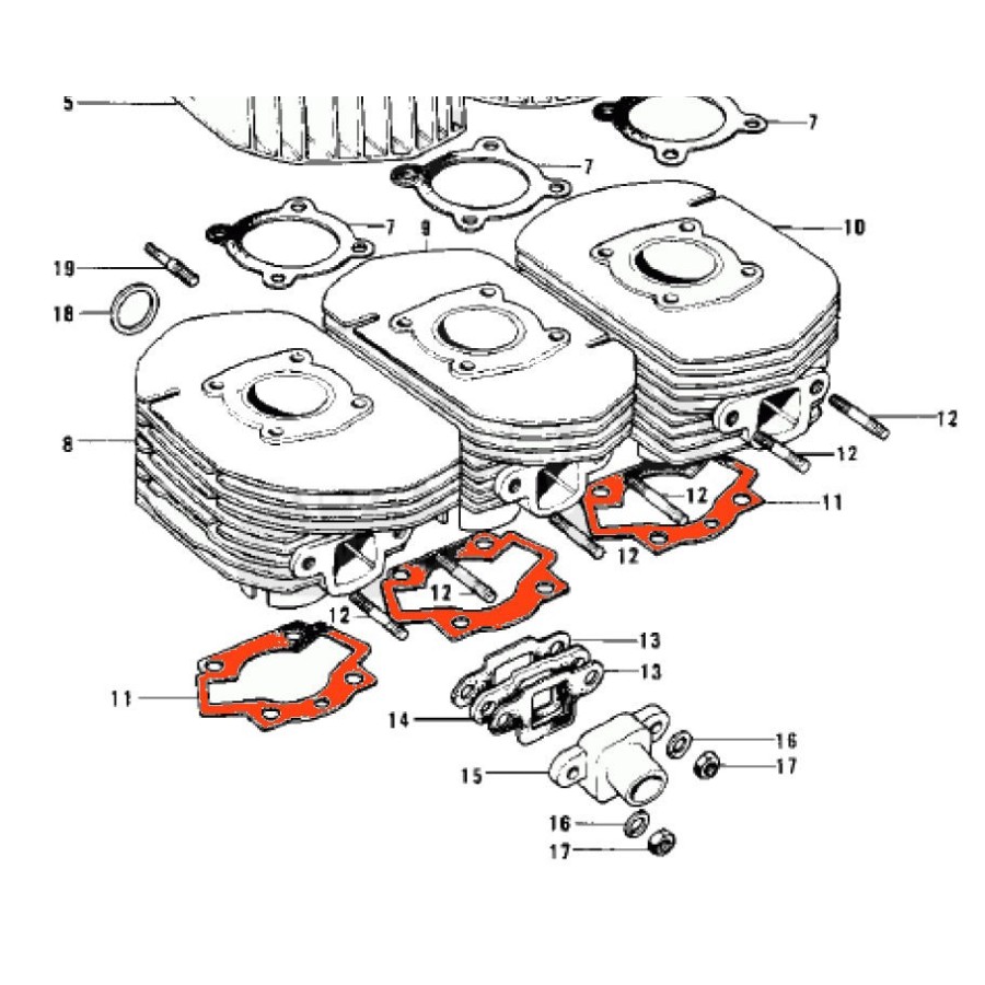 Moteur - Joint d' embase (x1)- 11009-019 - Kawasaki H1 mach3
