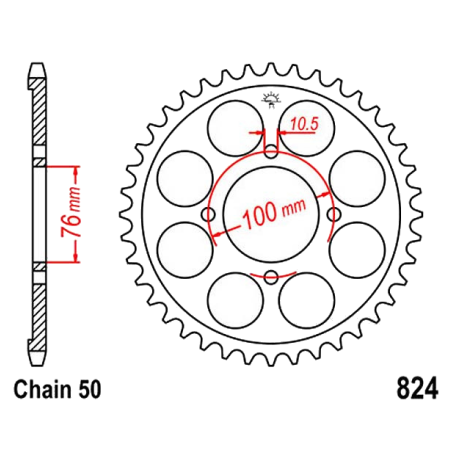 Transmission - Couronne - JTR530 - 824 - 46 dents