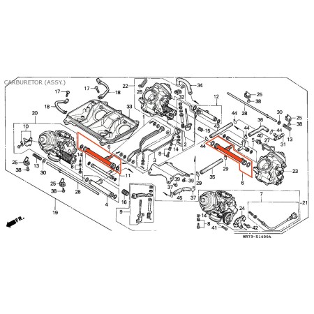 Carburateur - Raccord liaison en T - (x1) - VFR750 - (RC24 - RC36 - RC30 ) - 16027-ML7-004