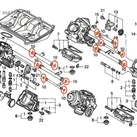 Carburateur - kit joint pour tube de liaison - RVF400, VFR750, (RC30, RC36)
