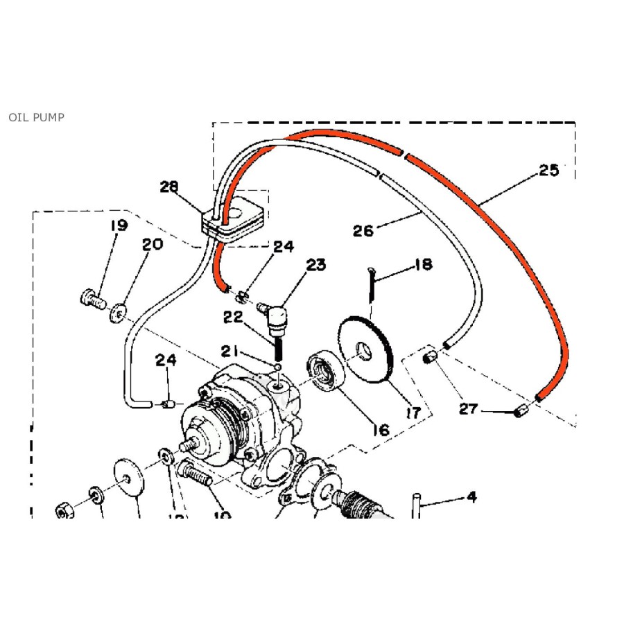 Pompe a huile : Durite d'huile - Tuyau d'huile - 904-45050-34 - RD125 (1E7)