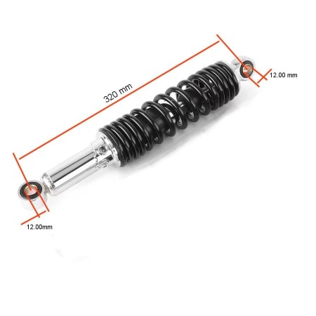 Amortisseur - Chrome - 320 mm - Oeillet/Oeillet - 62100-05340 - 62100-05320- GS125