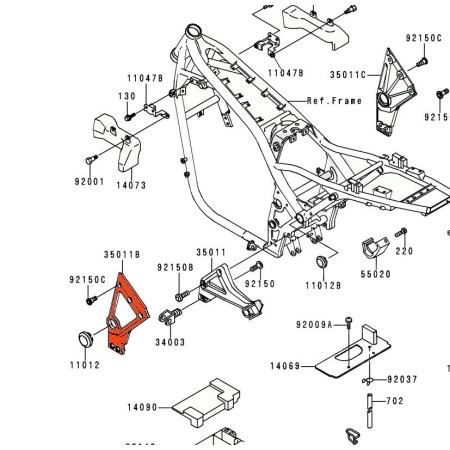 Repose Pied - Platine arriere Gauche - 35011-1604 - ZR1100, Zephir