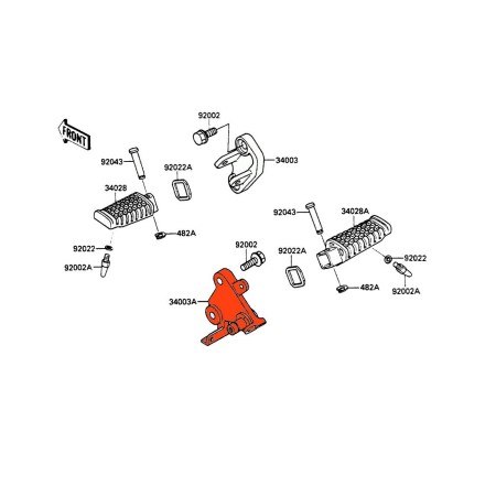 Repose Pied - Platine arriere DroitGRIS - 35011-1522 - GPZ400, GPZ500