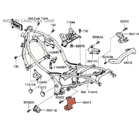 Repose Pied - Platine arriere Gauche - 35011-1242 - GPZ500, GPZ600