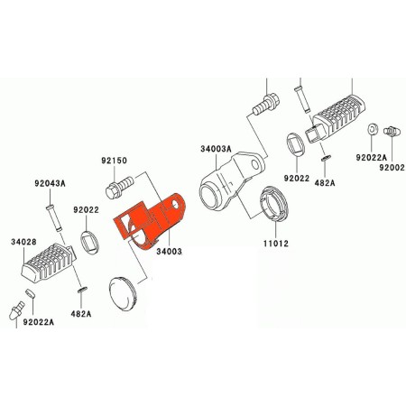 Repose Pied - Platine arriere Gauche - 34003-1351 - KLE500