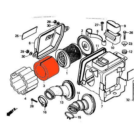 Filtre a air - CG125 - 1 Cyl. - Origine - 17213-397-003