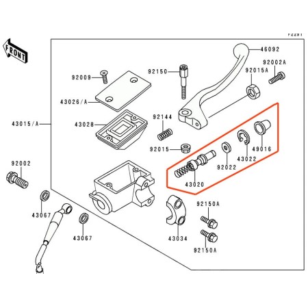 Maitre Cylindre Avant - Kit reparation - KX 80, 100,25,250,500, KDX 200, 250