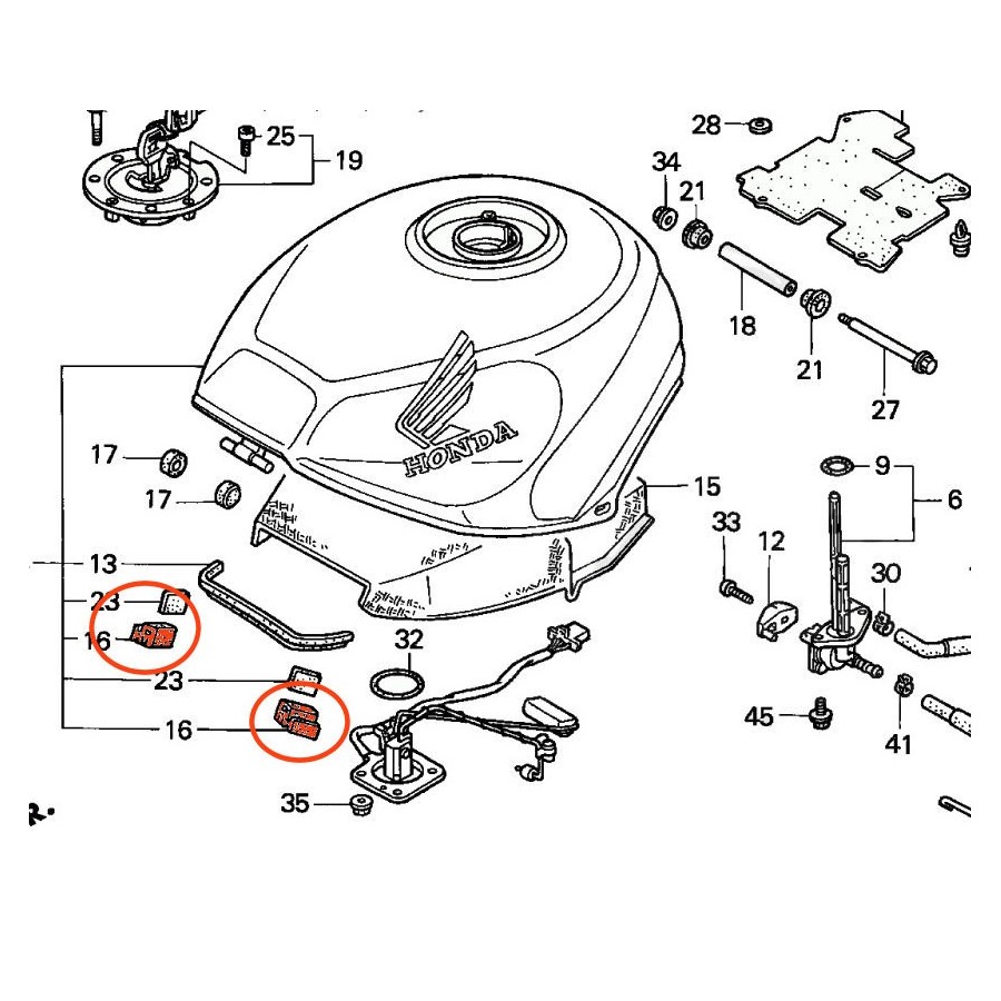 Reservoir - Joint tampon de reservoir (x1) - VFR750, CBR600
