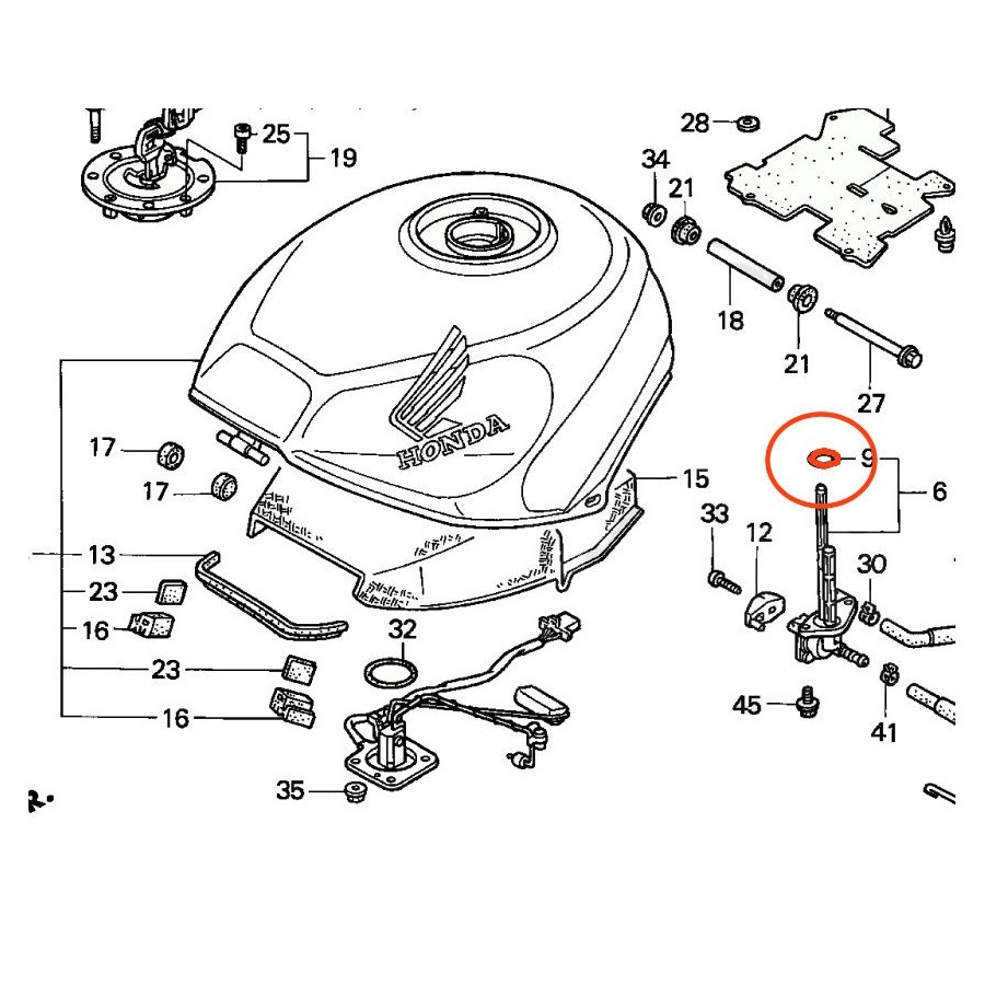 Reservoir - joint de robinet - VFR750, CBR600