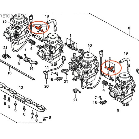Carburateur -Raccord, Te de liaison - CB750 SF - sevenfifty - (RC42) - 1992-2003