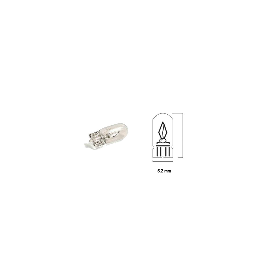 Ampoule - T6.5 - W2.2x5.2D - 12v - 3w - tableau bord