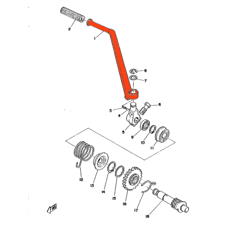 Demarrage - Kick - ref : 278-15611-00 - RD125 - 250 - ... XS500 - ...