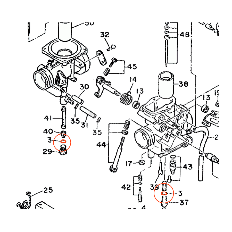 Carburateur - Joint torique (x2) de gicleur - 360-24512-00 Carburateur - Joint torique (x2) de gicleur - 360-24512-00