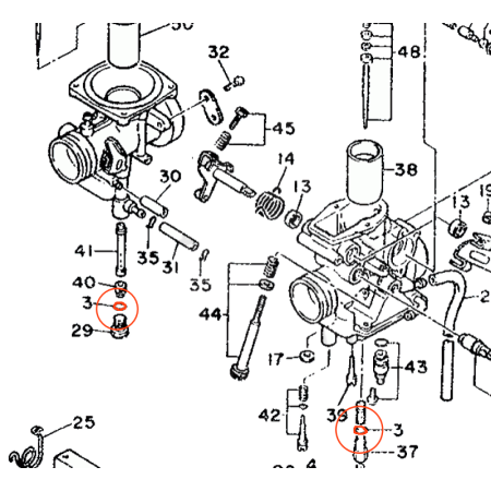 Carburateur - Joint torique (x2) de gicleur - 360-24512-00