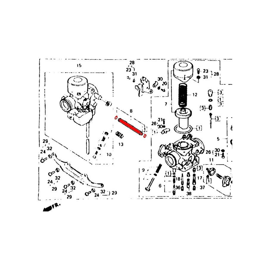 Carburateur - Tube entretoise + joint  - CB250N/CB400N .....CM400