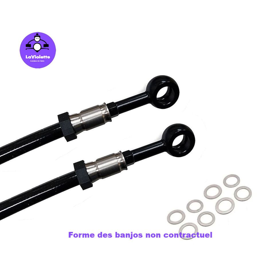 Frein - Durite aviation Noire - Avant - KH400 S3 - Avec durite Acier