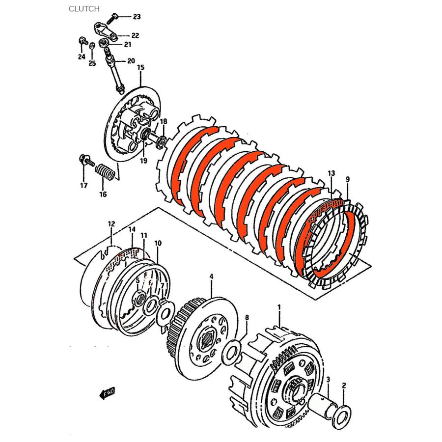 Embrayage - Disques Lisses - 214-5144B-00 - DR650, DR750, DR800, XF650