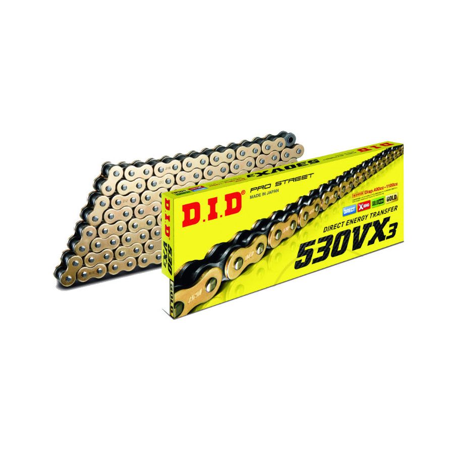 Transmission - Chaine DID - VX3 - 104 Maillons - Noir/OR Transmission - Chaine DID - VX3 - 104 Maillons - Noir/OR