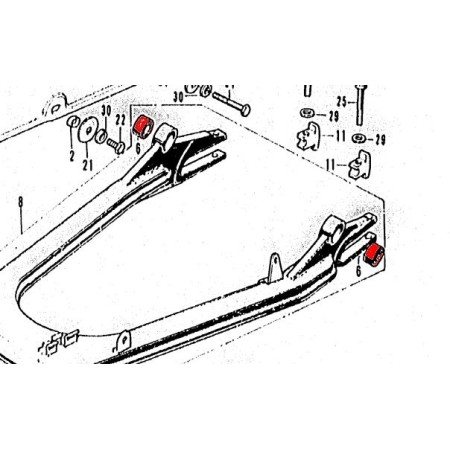 Amortisseur - Silent bloc - de bras oscillant - (x1)