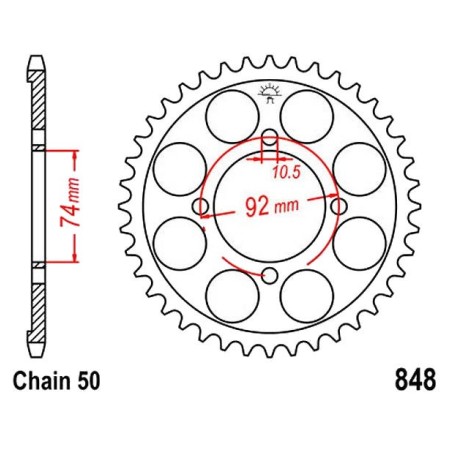 Transmission - Couronne - JTR848 - 47 dents - Chaine 530
