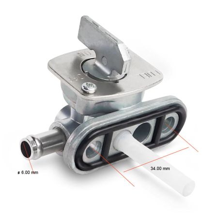 Robinet essence - 34mm - sortie a droite ø int. 6-mm