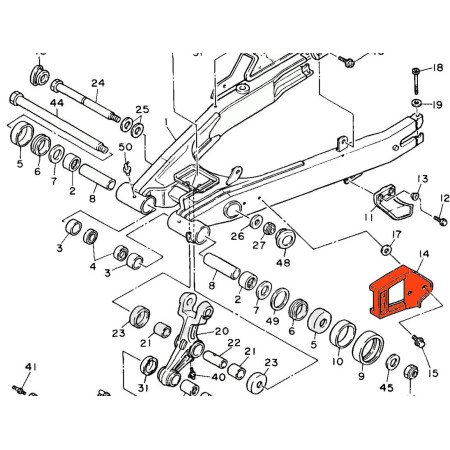 Bras oscillant  - Slider, Guide, protection de chaine - Origine - 2KF22-14700 - XT600, XTZ660