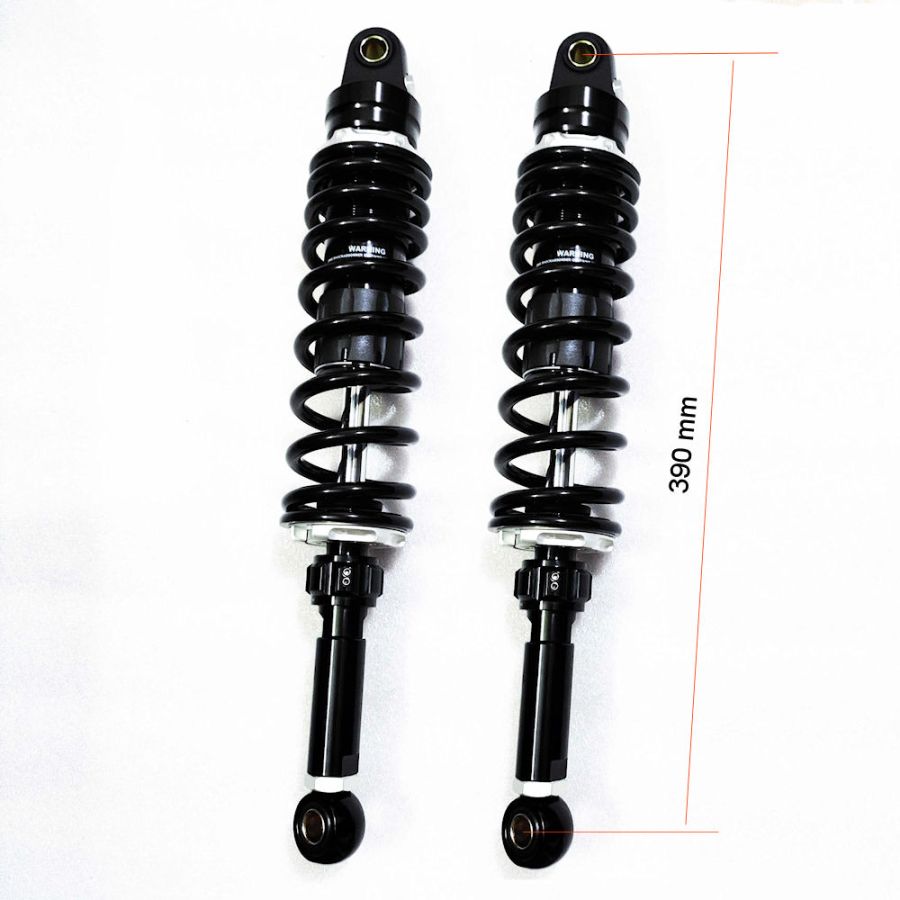 Amortisseur - 390 mm - Noir - Oeillet ø 10mm - oeillet ø 12mm