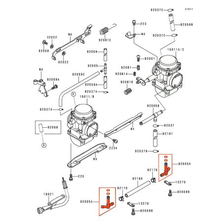 Carburateur - raccord - TE de liaison (x1) - 92005-1291