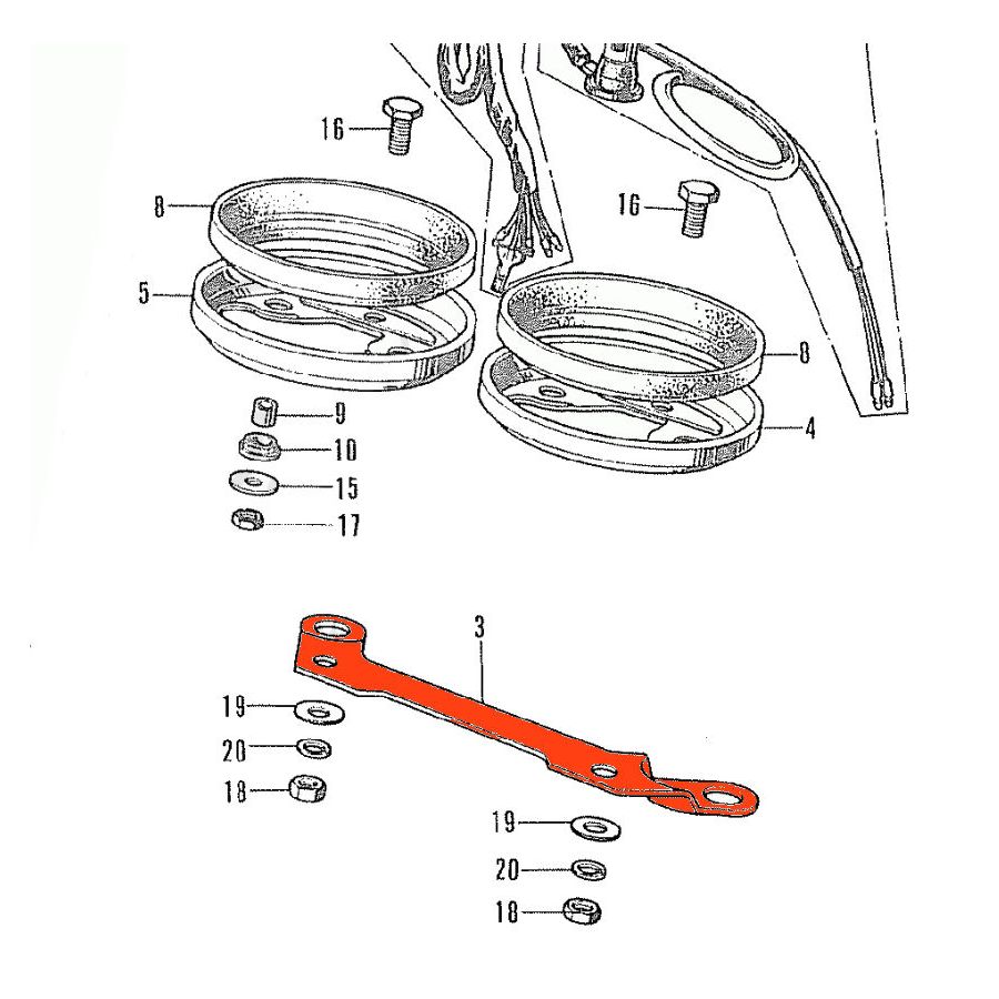 Tableau de bord - Platine de fixation compteur, compte tour, CB250, CB350