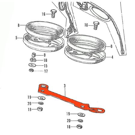 Tableau de bord - Platine de fixation compteur, compte tour, CB250, CB350