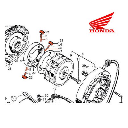 Demarreur - Roue libre - kit de refection - Galet, Ressort, Piston - CB450K, CB500T