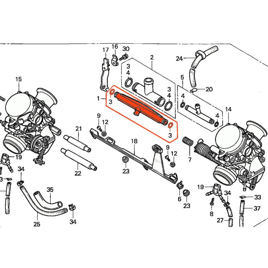 Carburateur - Raccord en Té - de liaison - CB500 - 16024-MY5-850