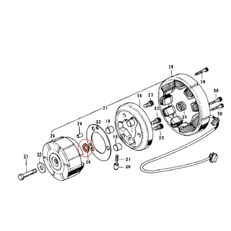 Moteur - roue libre - rondelle laiton - 92026-092 - 22x35.5x1.0