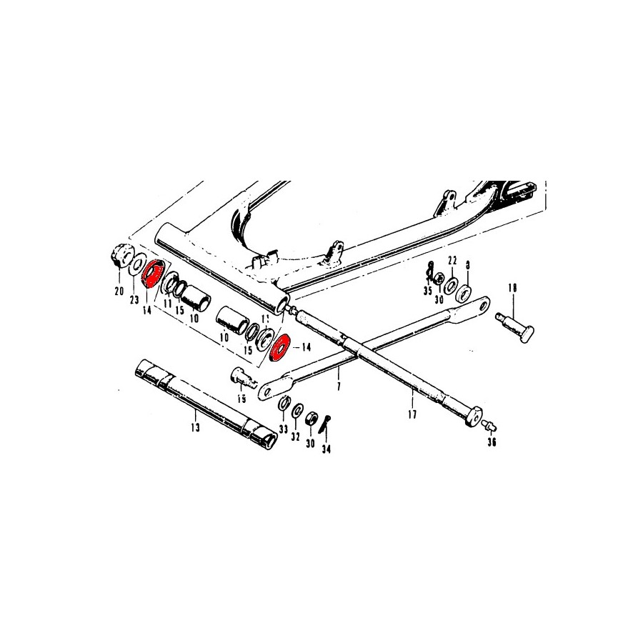 Service Moto Pieces|Bras oscillant - roulement aiguille (x4) - CA/CB/CG/VT.125 - CM125/200-.... CB250N/T - CB400 N/T - CB450...|bras oscillant - bequille|55,30 €