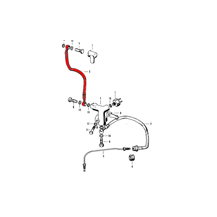 Service Moto Pieces|Frein - Durite Aviation - Avant CB 750 F2 - cote maitre cylindre - 330 mm|Durite de Frein|59,00 €