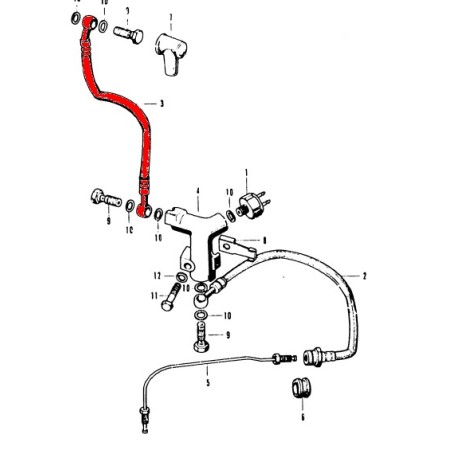 Frein - Durite Avant CB ... Four - cote maitre cylindre - 380 mm