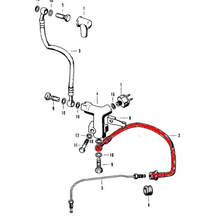 Service Moto Pieces|Frein - Durite Avant CB ... Four - Coté etrier - 350 mm|Durite de Frein|59,00 €