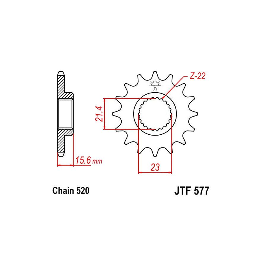 Transmission - Pignon sortie boite - JTF 577 - 520-15 dents : 