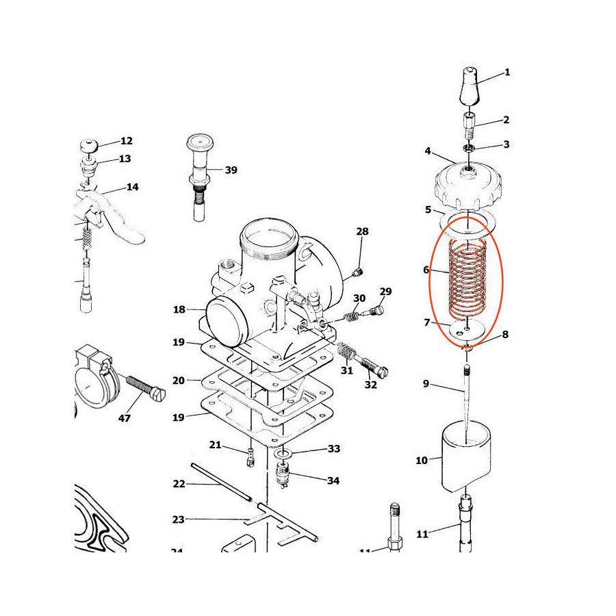 Carburateur Mikuni - VM12, VM14 - Ressort de boisseau - VM14/151