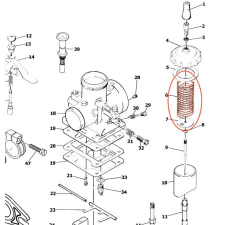 Caburateur Mikuni - VM12, VM14 - Ressort de boisseau - VM14/151