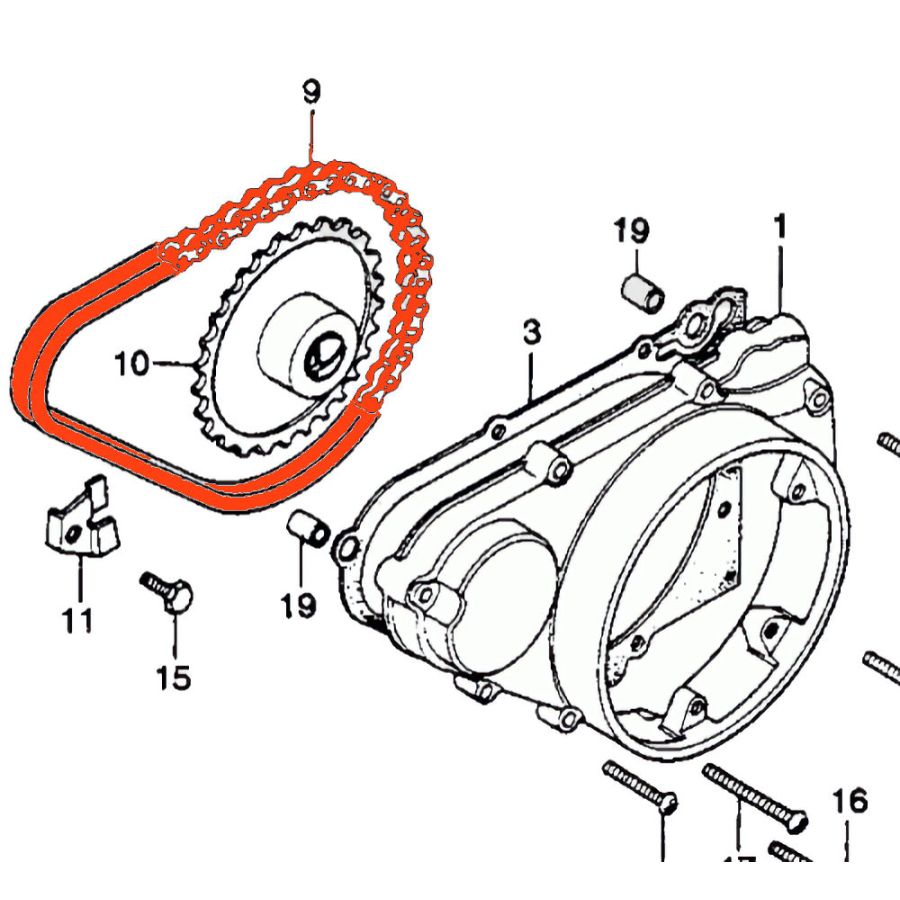 Demarreur - Chaine - CB125, 175, ... 250, 350, 360 - 54 maillons