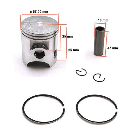 Moteur - Kit Segment + Piston - (+1.00) - ø 57.00mm - DT125 - RD125