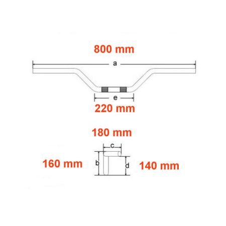 Guidon haut 140mm - ø22mm - 53100-390-620