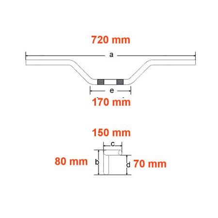 Guidon - ø 22mm - Lg 720mm - CB550, CB750, GL1000