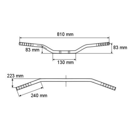 Guidon bas - ø22mm - Lg : 810 mm