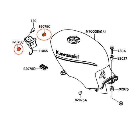 Reservoir - Silent bloc - support avant de reservoir - (x1) - 92075-1115