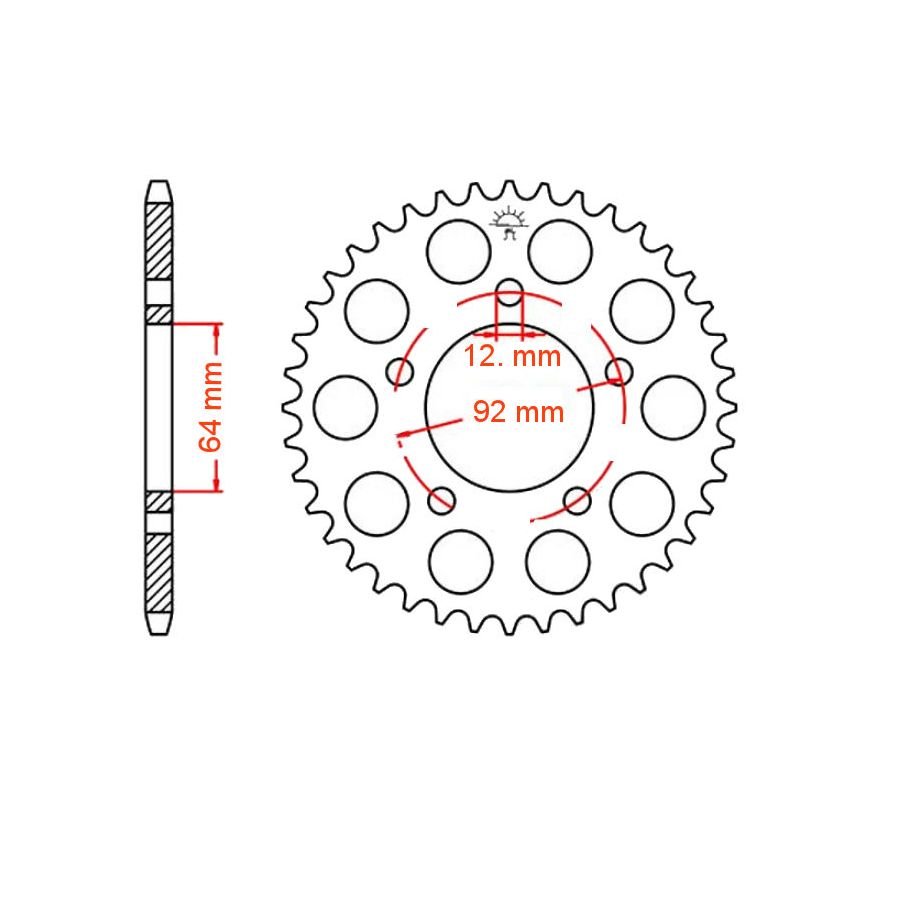 Transmission - Couronne 530 - Jante JBX - 45 dents