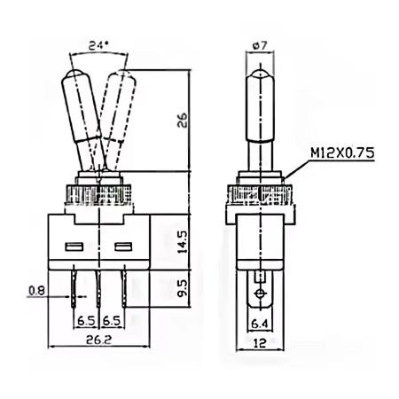 Interrupteur - ON/OFF - cosse plate- Switch - 25A - avec voyant rouge incorporé