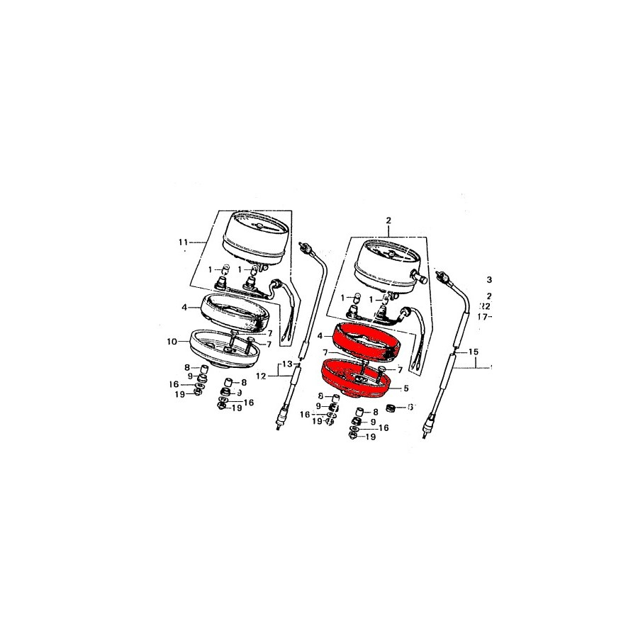 Tableau de bord - coupelle - Fond de boitier -  compteur + joint - CB550 / CB750K6